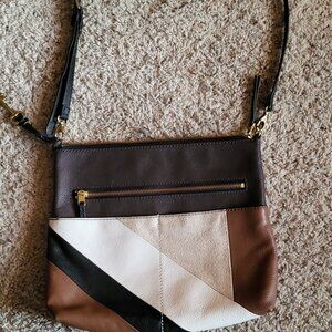 Fossil Key  Bronze/Gold Patchwork Crossbody/Shoulder Bag